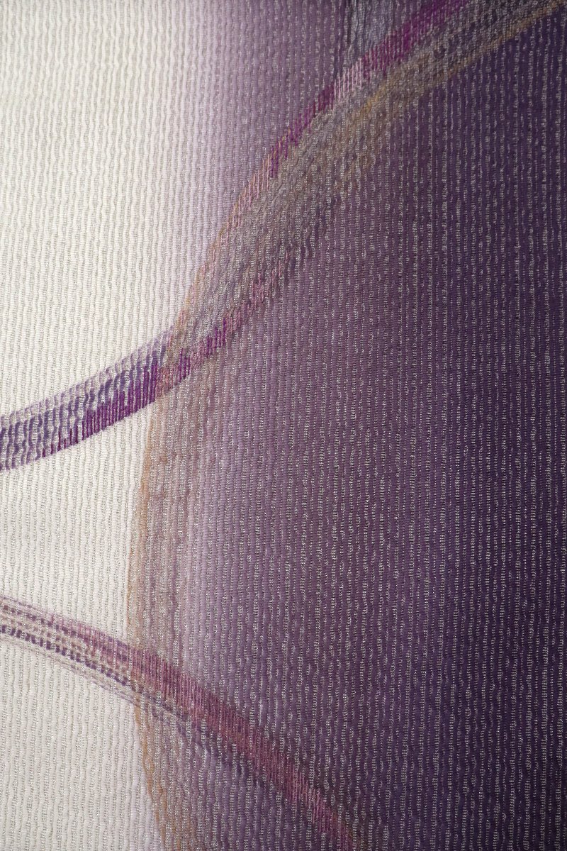 銀座【L-6885】袋帯 滅紫色×胡粉色 抽象文（反端付） - 銀座きもの青木 
