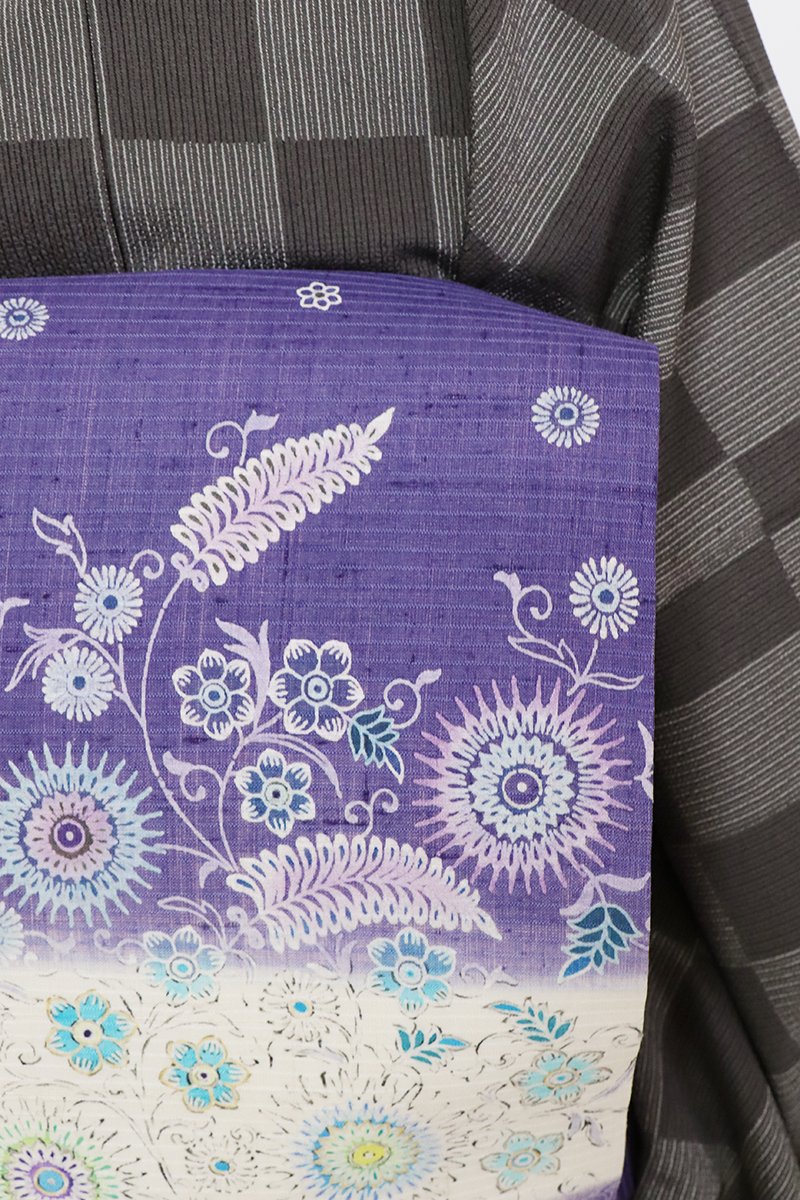 しょうざん生紬 藍×刺繍 - 着物