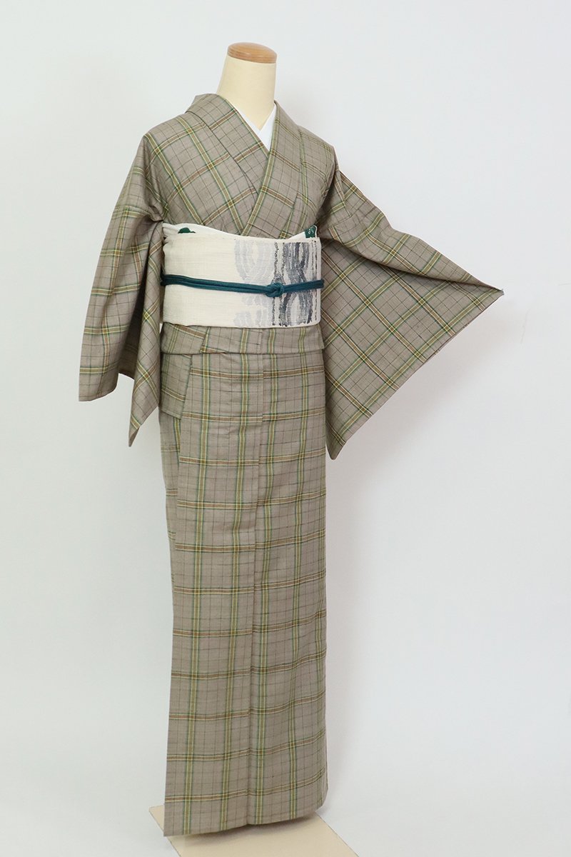 新着 真の日本再生！単衣の藍色紬▫三越謹製▫紗型地にひし形竹模様