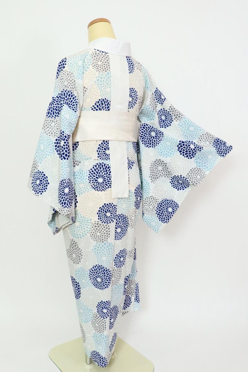 銀座【F-606】東レシルック 長襦袢 白色 菊の図 - 銀座きもの