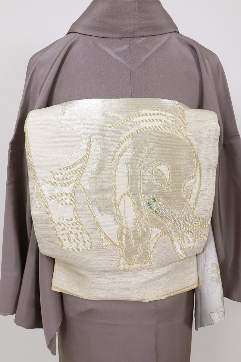 銀座【L-6962】袋帯 練色 象の図