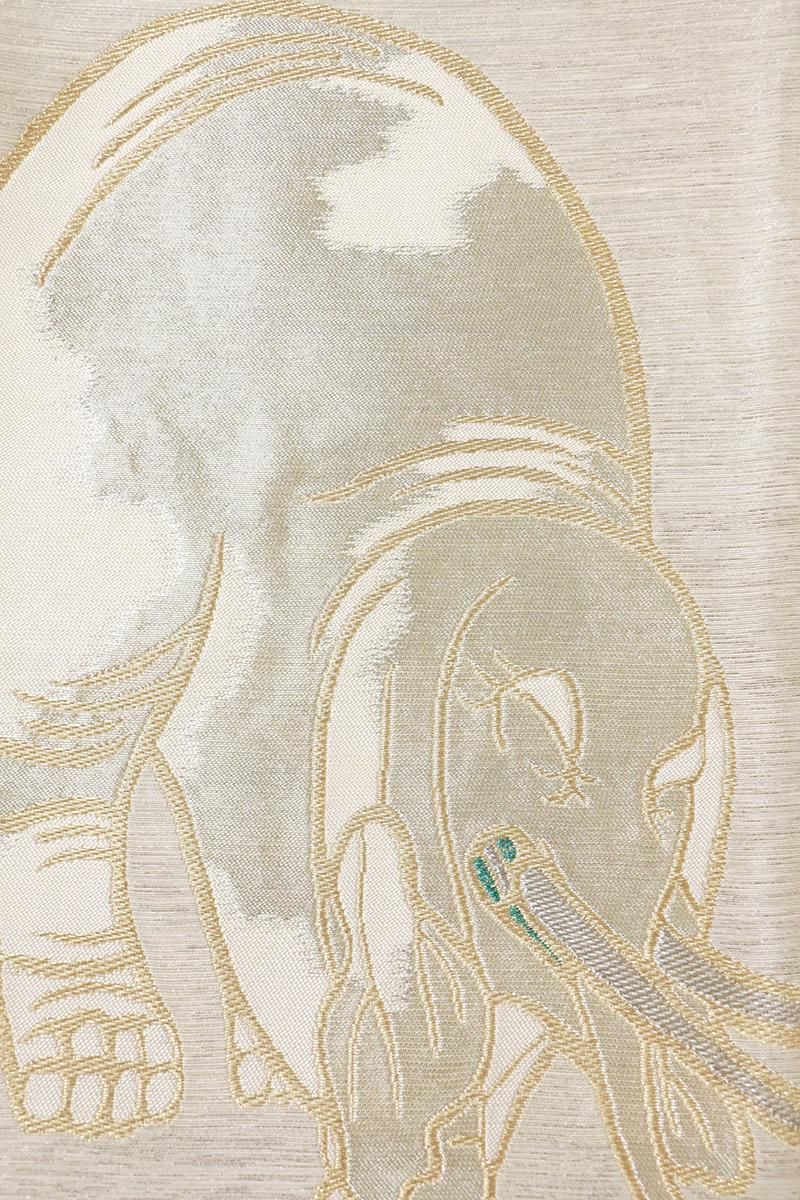 銀座【L-6962】袋帯 練色 象の図 - 銀座きもの青木｜長く大切に着続け