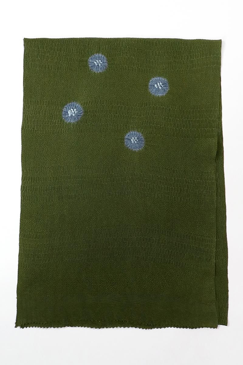 G-2683】京都衿秀 帯揚げ 輪出し絞り 千歳緑色×錆御納戸色 - 銀座