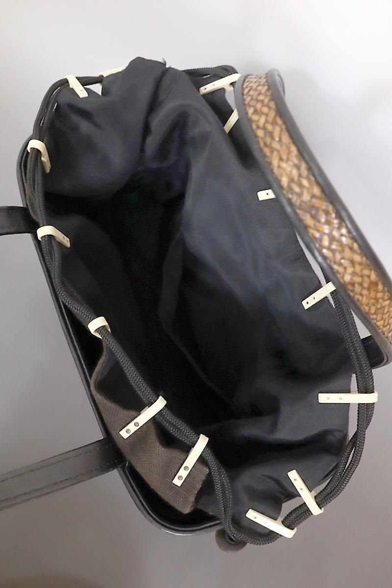 あおき【G-2691】竹籠バッグ 柿茶色×黒色 網代 - 銀座きもの青木