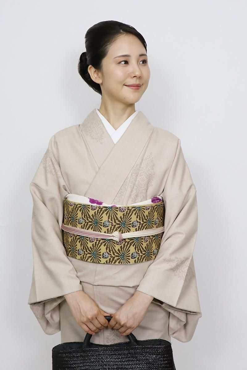 ◆おふく◆縮緬　名古屋帯　蝶に花 ◇おふく◇縮緬 名古屋帯 蝶に花