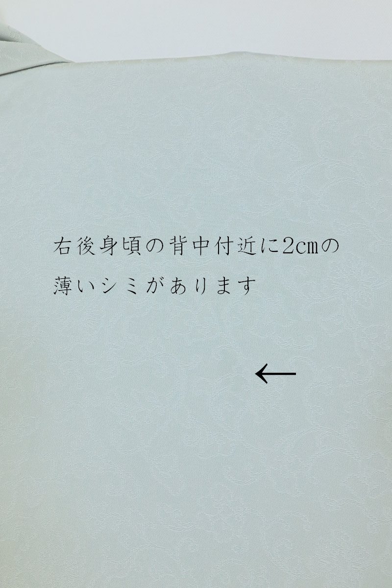 銀座【C-2629】渡辺雪三郎 繍一ッ紋 色無地 柳鼠色 花唐草の地紋（落款入） - 銀座きもの青木｜長く大切に着続けて頂きたい上質な着物や帯  |ONLINE SHOP