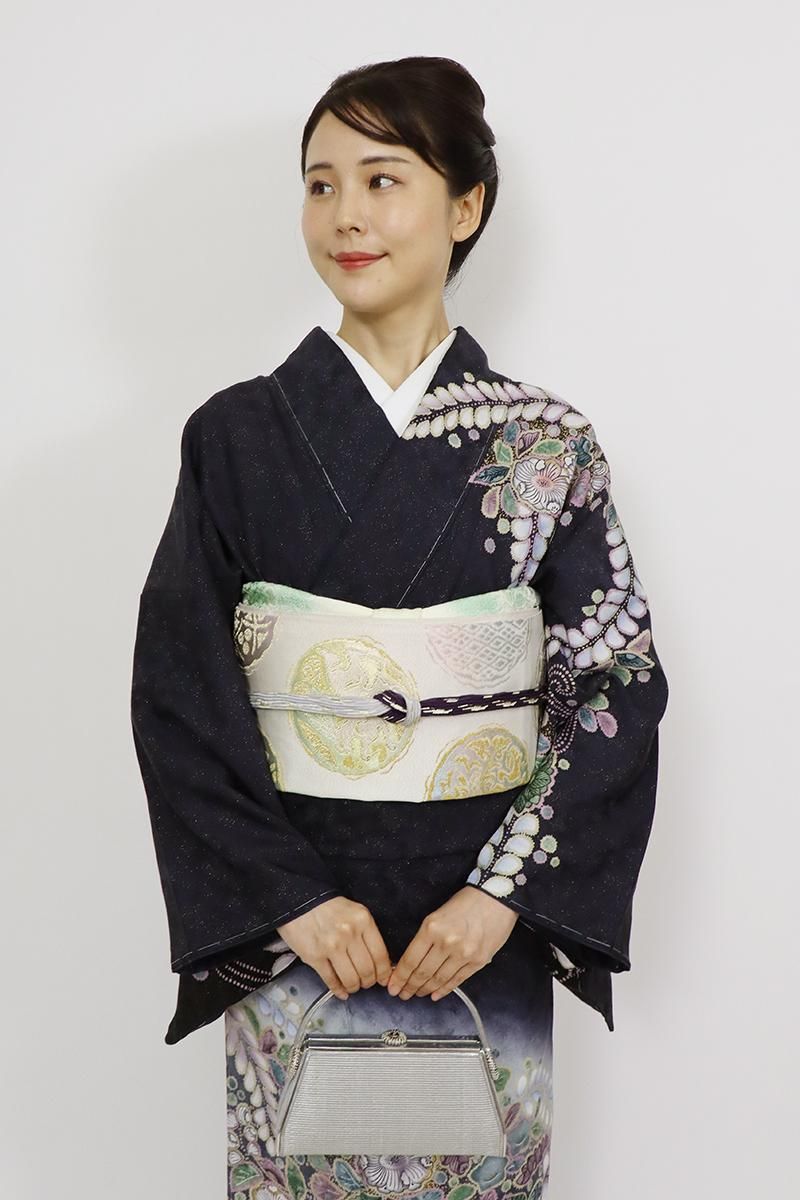 ☆＊綾木＊プロフ必読☆☆オルゴナイト☆布袋様☆ 銀座【L-8456】袋帯 乳白色 多彩な花菱文 - 銀座きもの青木