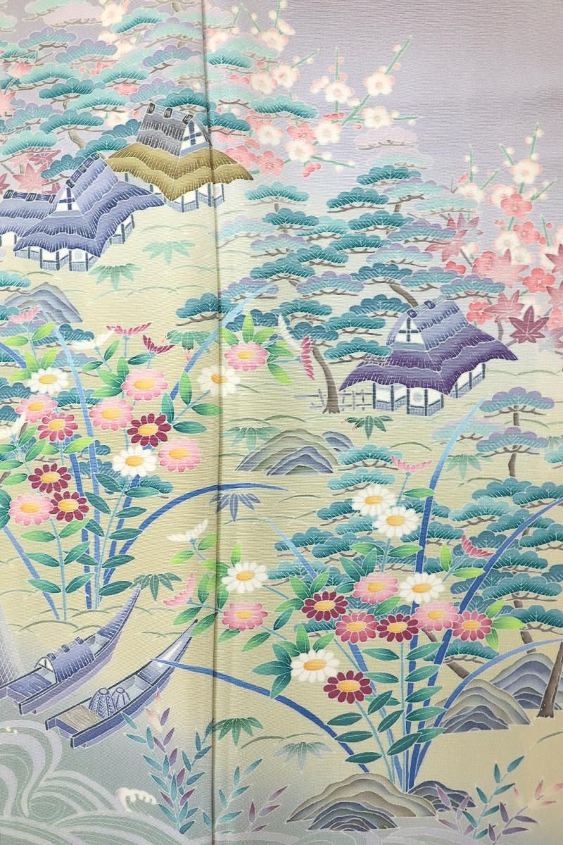 銀座【B-3580】本加賀友禅 戸田雪心作 染一ッ紋 色留袖 薄色