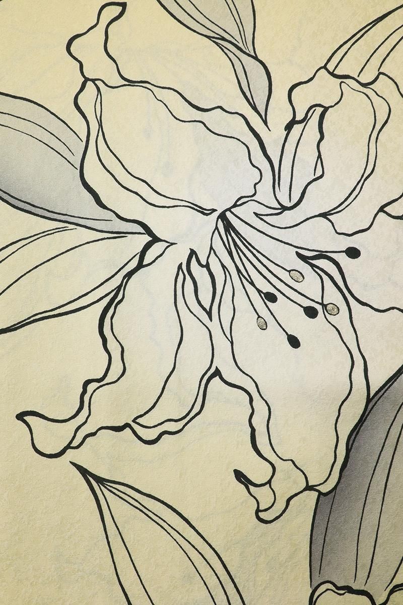 銀座【E-1866】羽織 淡い枯草色 カサブランカの図 - 銀座きもの青木