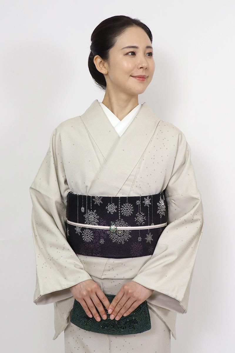 銀座【G-2757】ビーズ刺繍 バッグ 流線に花弁 天鷲色 - 銀座