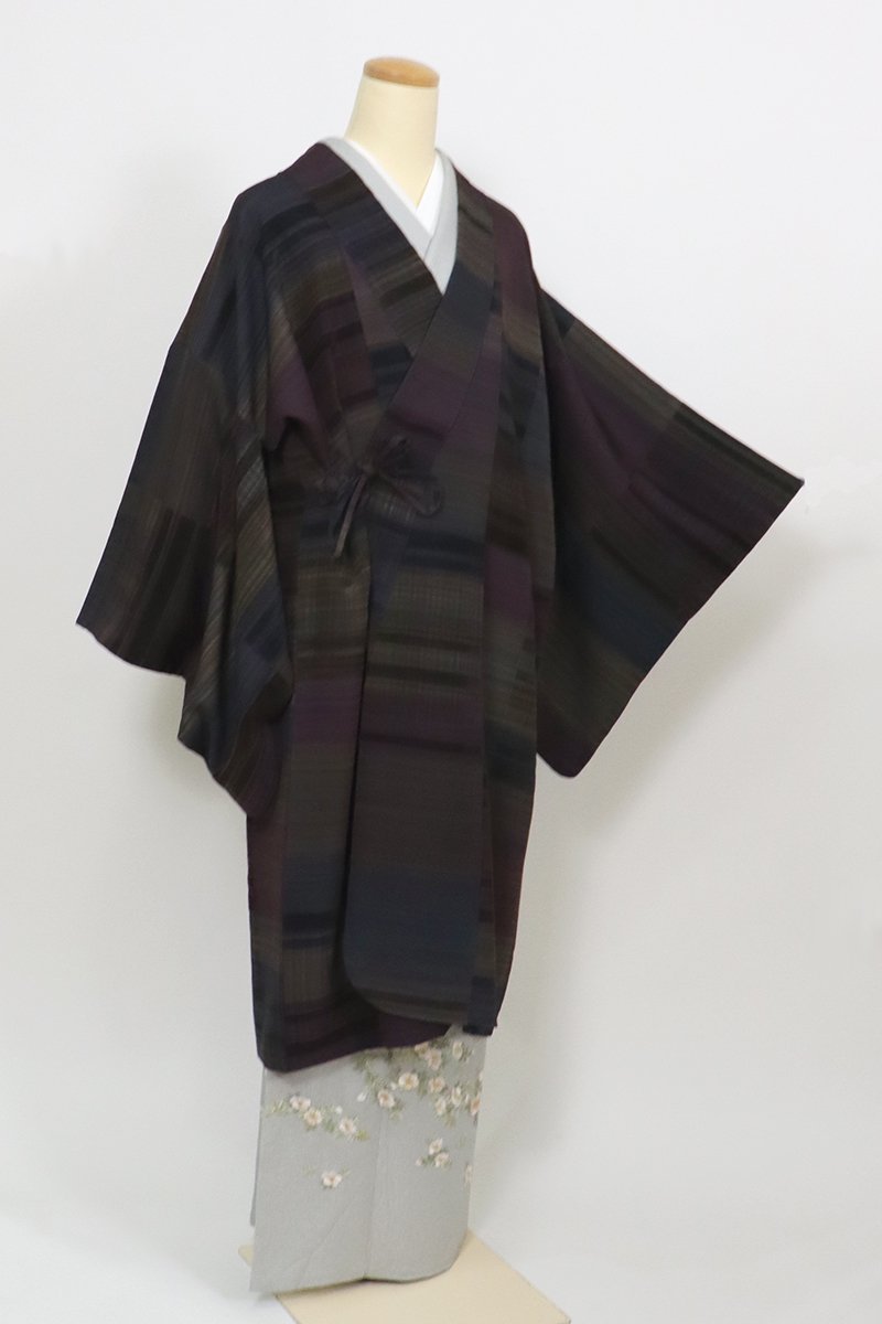 和装コート　純装束　正絹　和裁　着物　蝶　羽織り