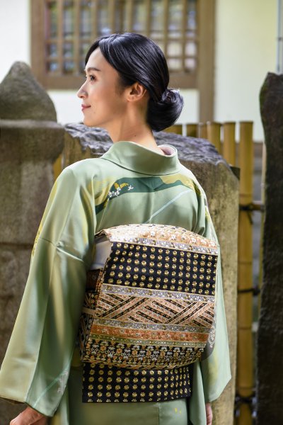 7MNA952 最高級品 袋帯 全通 鶴 綺麗！ キラキラ 光沢感 - 北海道の服 