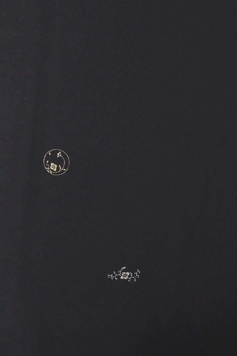 銀座【D-3387】（L）和田光正作 小紋 黒紅色 花の丸など（落款入