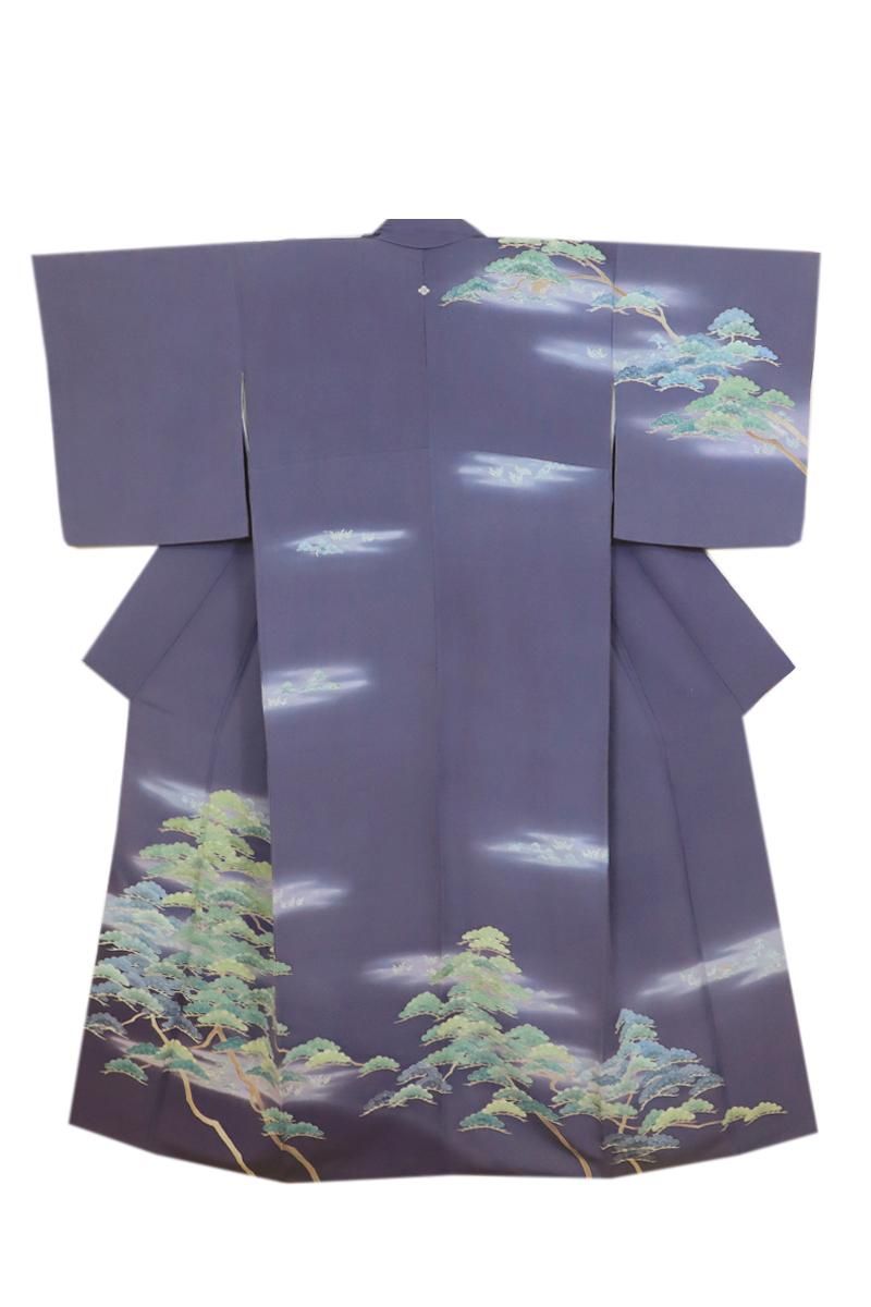 銀座【B-3606】染一ッ紋 訪問着 紅掛花色 松の図 - 銀座きもの青木