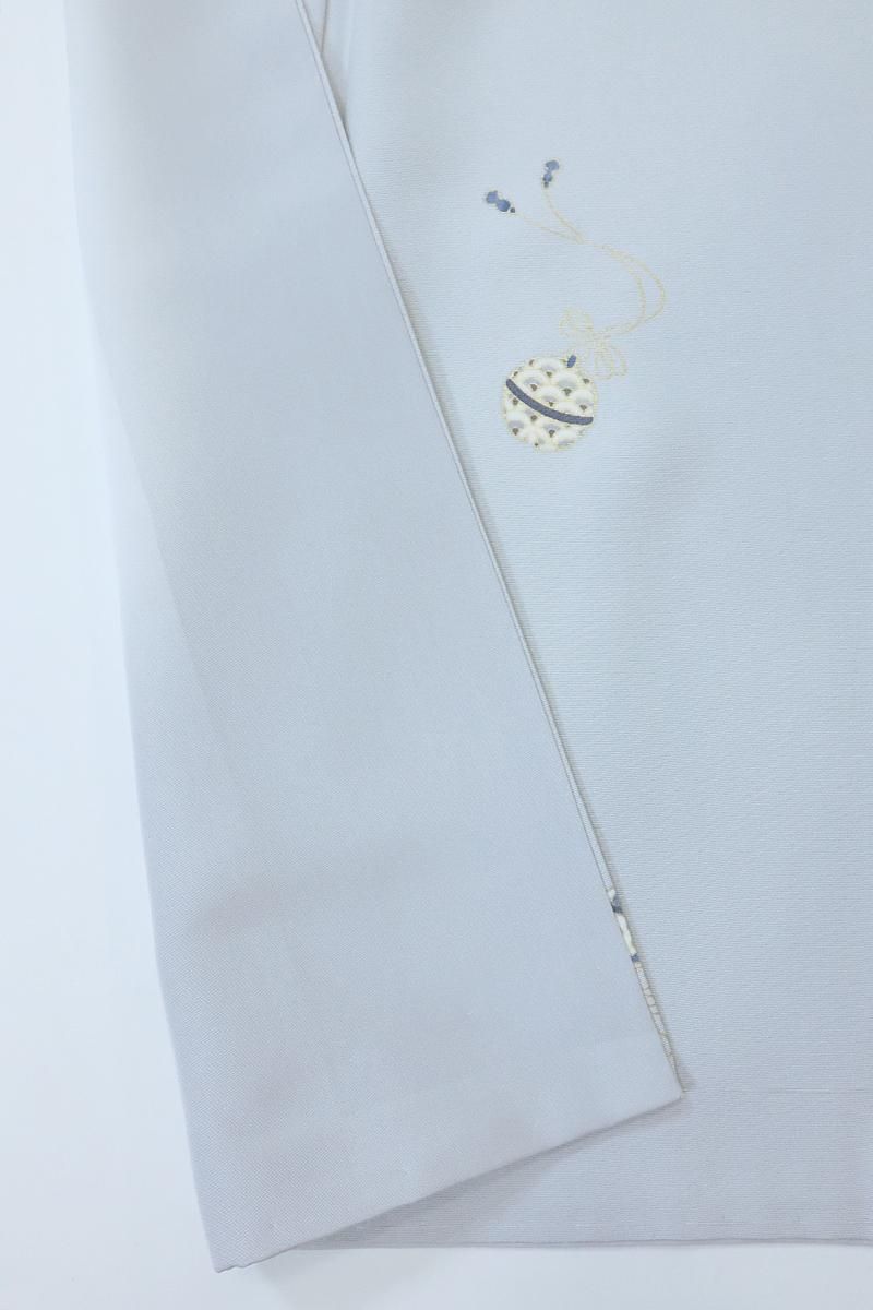 鈴ページ 銀座【D-3381】小紋 灰青色 鈴の図（越後屋扱い・反端付） - 銀座