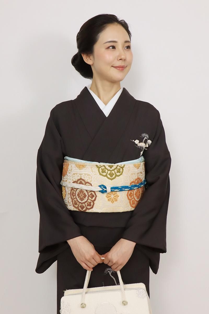 銀座【L-7094】西陣 河合美術織物製 金色 蜀江華文（落款入
