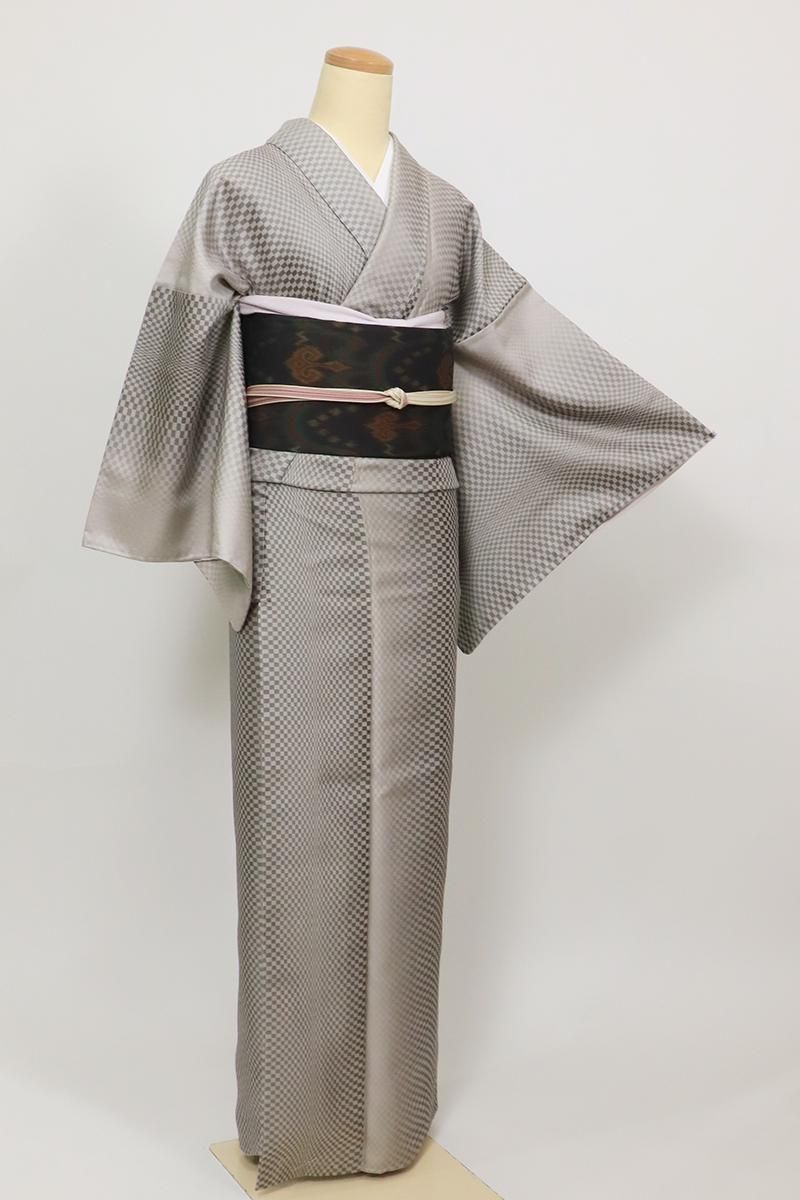 本塩沢 紗紬 茶鼠色 縞 本塩沢 紗紬 茶鼠色 縞 - メルカリ
