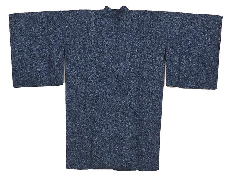 銀座【E-1909】本藍天然染め 道中着 鉄紺色 蝋叩き（栞付