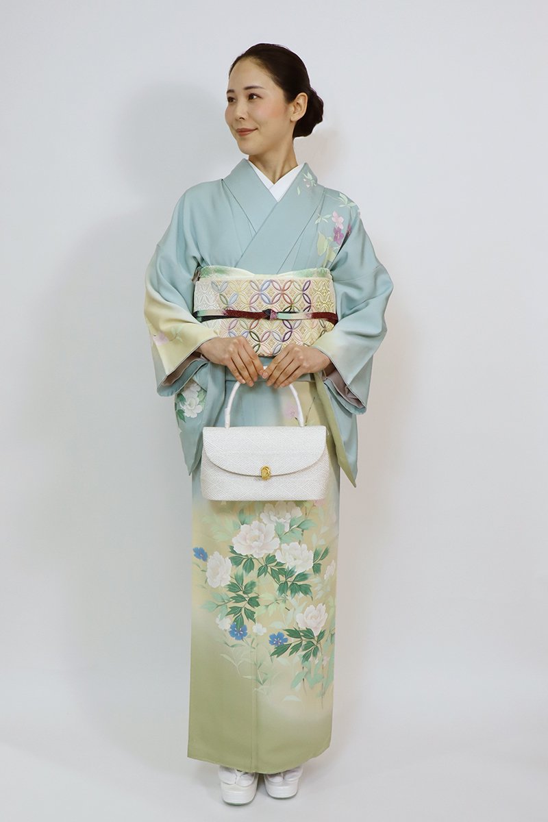 紋錦紗 訪問着 着物 正絹 刺繍金彩 antique kimono A-1638 - lapbm.org