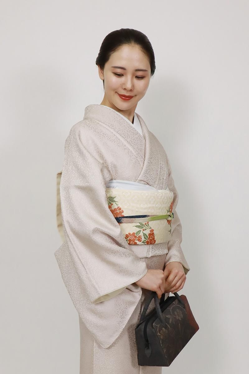 銀座【K-9489】人間国宝 喜多川俵二作 織名古屋帯 金色 桜の図