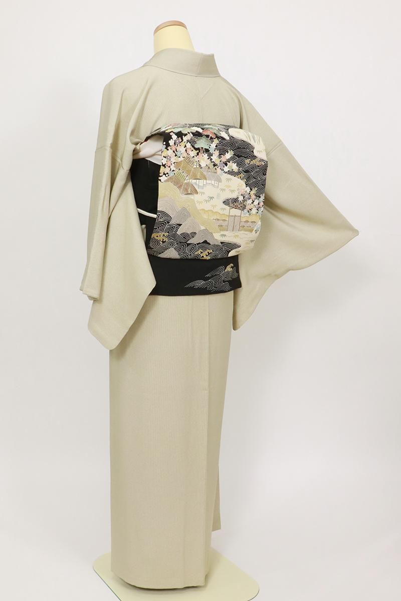 銀座【C-2713】（S・細め）江戸小紋 白橡色 万筋 - 銀座きもの青木