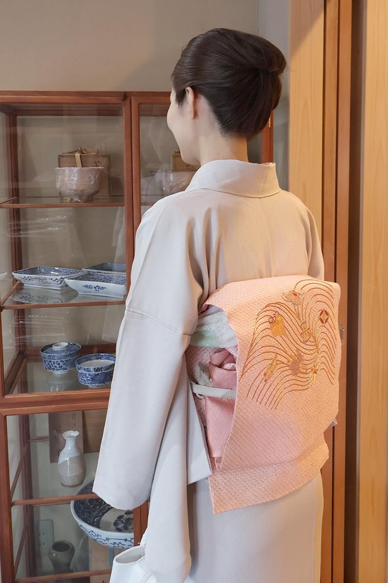 ワンタッチ着物 着付け不用 訪問着・付け下げ 薄緑色 - メルカリ