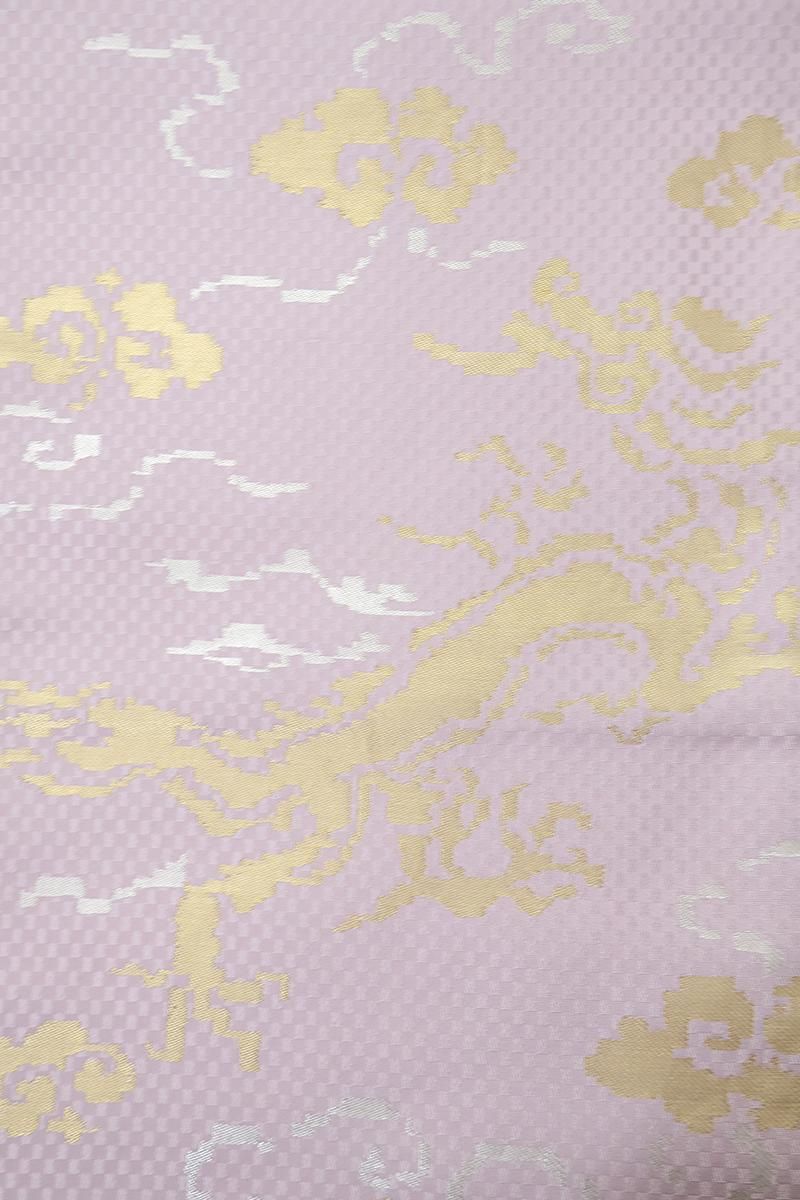 銀座【L-7253】龍村晋製 袋帯 淡紅藤色 名物木下金襴 - 銀座