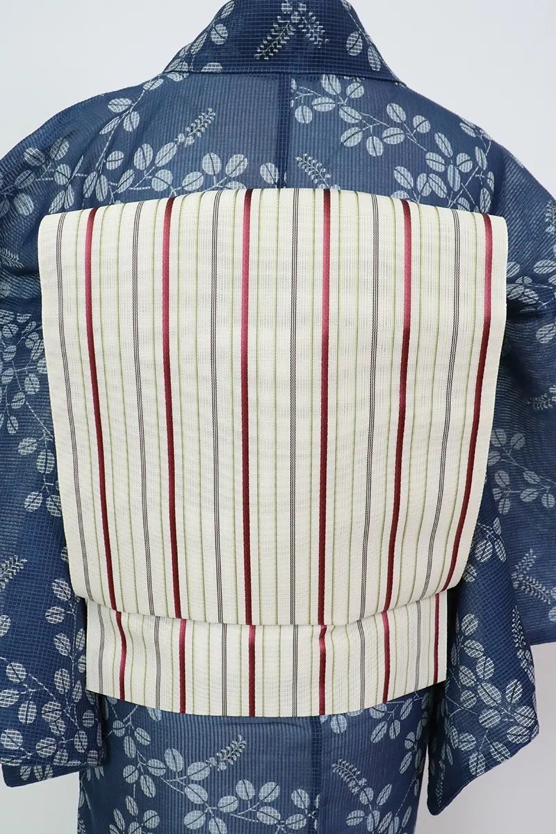 銀座【K-9037-2】西村織物製 本場筑前博多織 紗 八寸織名古屋帯 練色 