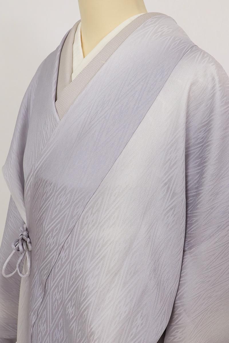 銀座【E-1969】紋紗 道中着 薄鼠色 流線暈かし（反端付）（N） - 銀座