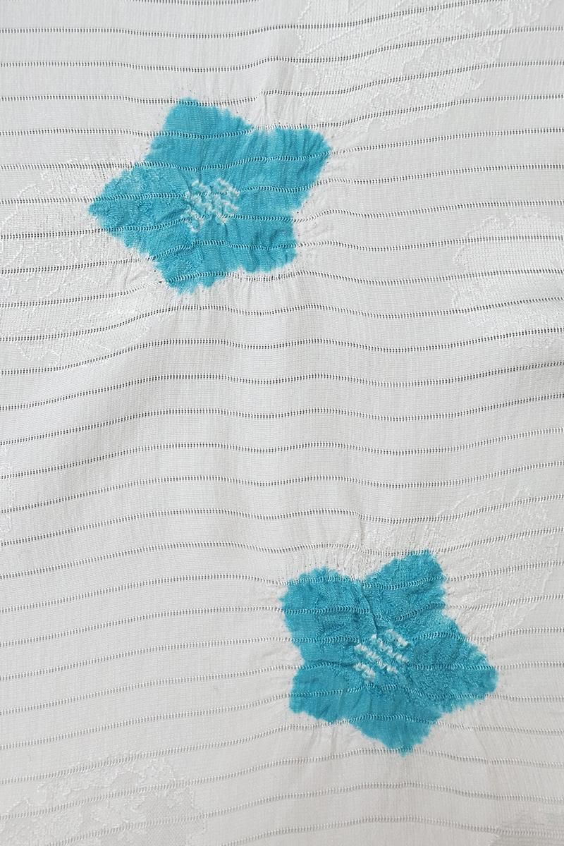 G-2975】衿秀製 絽 帯揚げ 輪出し絞り 白色×水色 - 銀座きもの青木