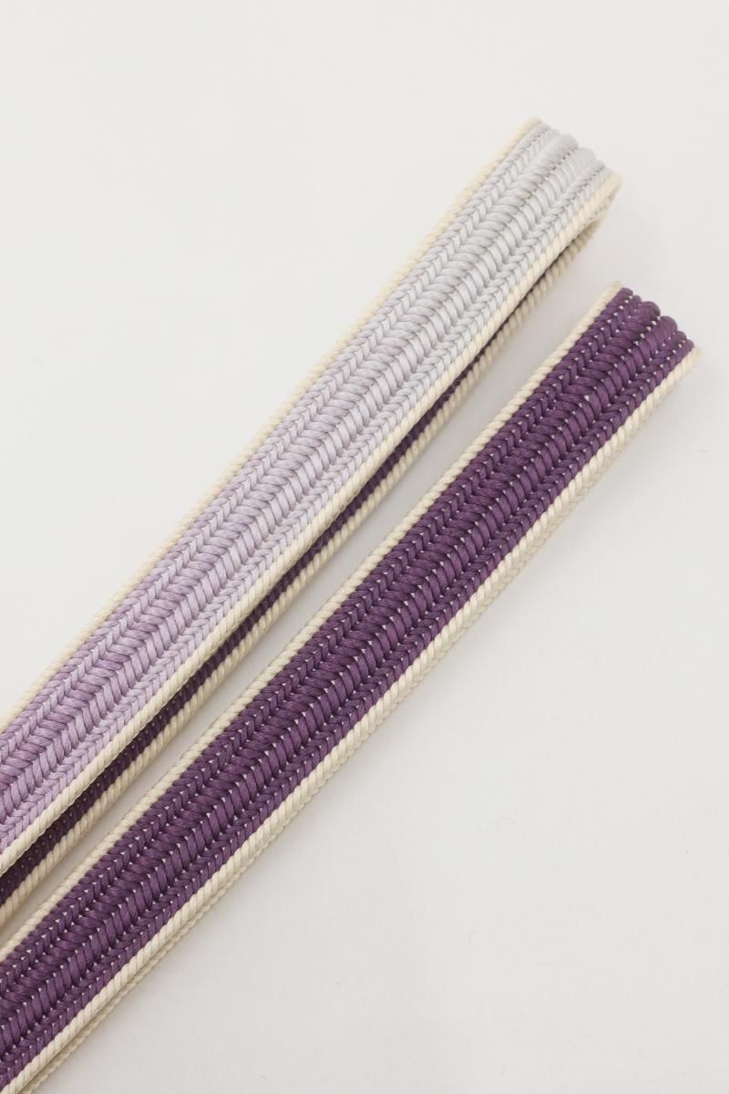 J-3055】衿秀製 帯締め 綾竹組 深紫色系×グレー系 二色暈かし - 銀座