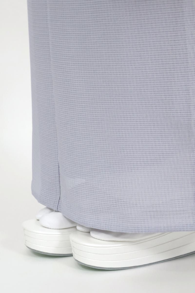 銀座【C-2793】絽 江戸小紋 青藤色 万筋（反端付）（N）:身丈157