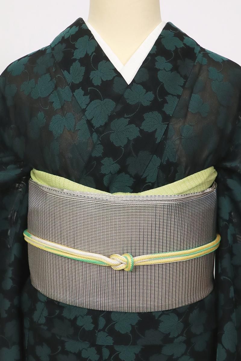 銀座【K-9831】博多織 夏 八寸織名古屋帯 錫色 斜め暈かし