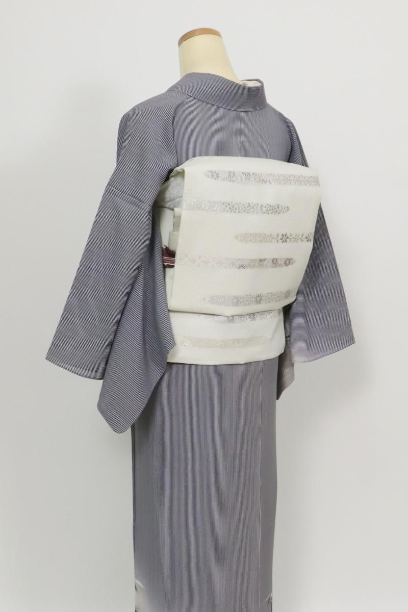 銘品新品】西陣名家機元「帯屋重左衛門謹製」白金色「華菱紋