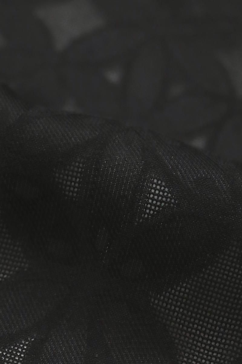 銀座【E-2024】紋紗 羽織 黒色 花文（反端付）（N） :身丈100