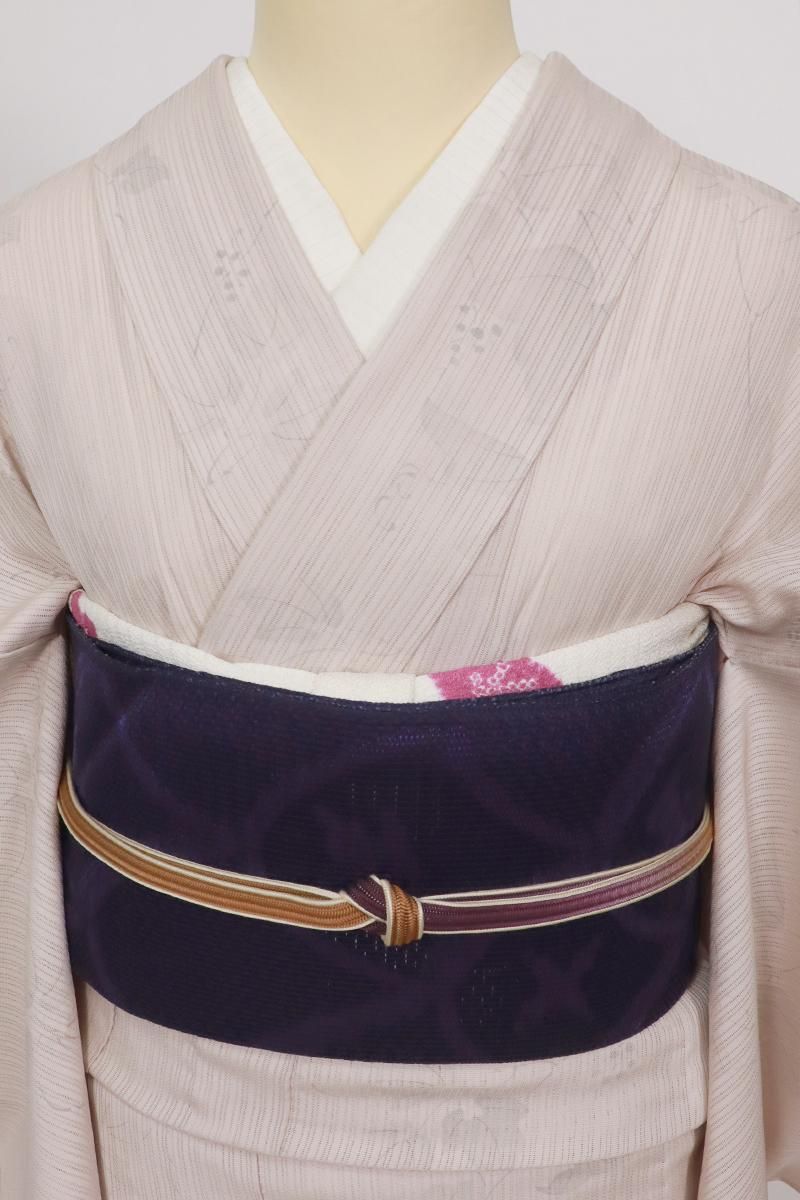 ◇507mn65◇夏帯 絽 波文様 金糸 銀糸 八寸名古屋帯◇美品 波文様絽綴八寸名古屋帯 安田つづれ製(z65138We) 帯紹介