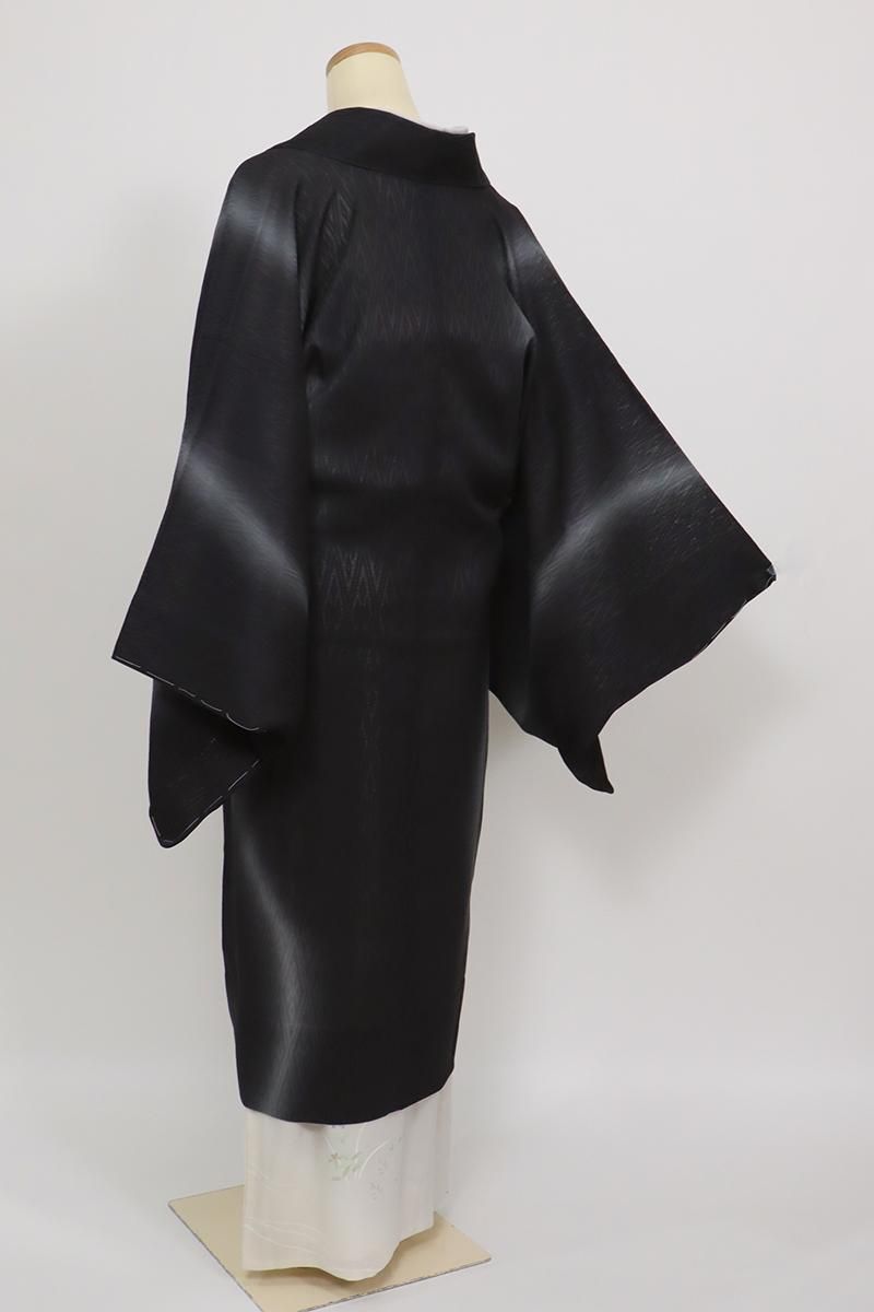 銀座【E-2036】紋紗 道中着 蝋色 竪暈かし（反端付）（N）:身丈106/裄