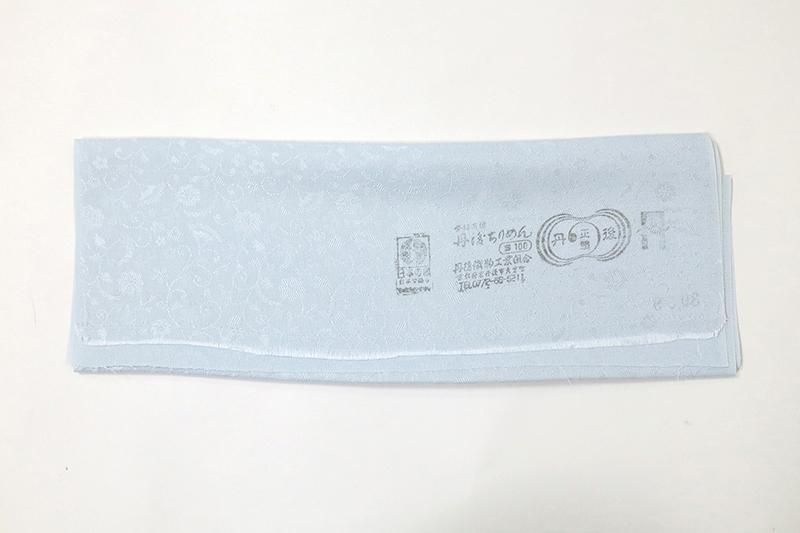 銀座【C-2843】薄物 色無地 月白色 花唐草の地紋(反端付)(N 銀座【C-2843】薄物 色無地 月白色 花唐草の地紋(反端付)(N