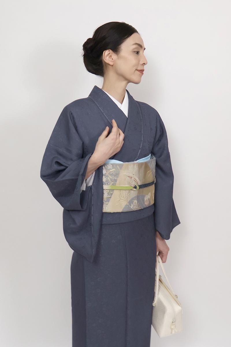 ◇【売切値下げ】507mnu5◇洗える夏帯 絽 格天井 銀糸 京袋帯 化繊◇美品 ◇【売切値下げ】507mnu5◇洗える夏帯 絽 格天井 銀糸 京袋帯