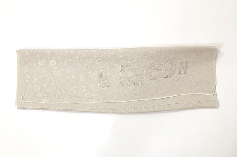 銀座【C-2846】薄物 色無地 亜麻色 花唐草の地紋（反端付）（N）:身丈