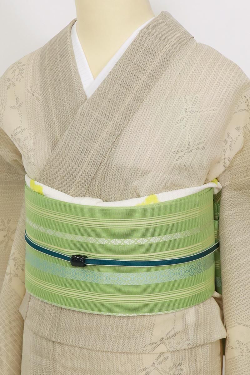 夏着物 夏大島 曲線縦縞模様 藍色 KK-1946 夏大島】鉄線 紗紬 小紋 夏着物 正絹 黒 ブルー 青 1339