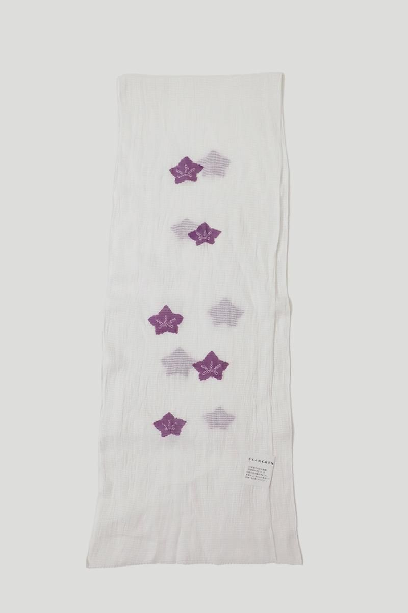 G-3065】衿秀製 近江麻織 帯揚げ 桔梗 白色×紫色 - 銀座きもの