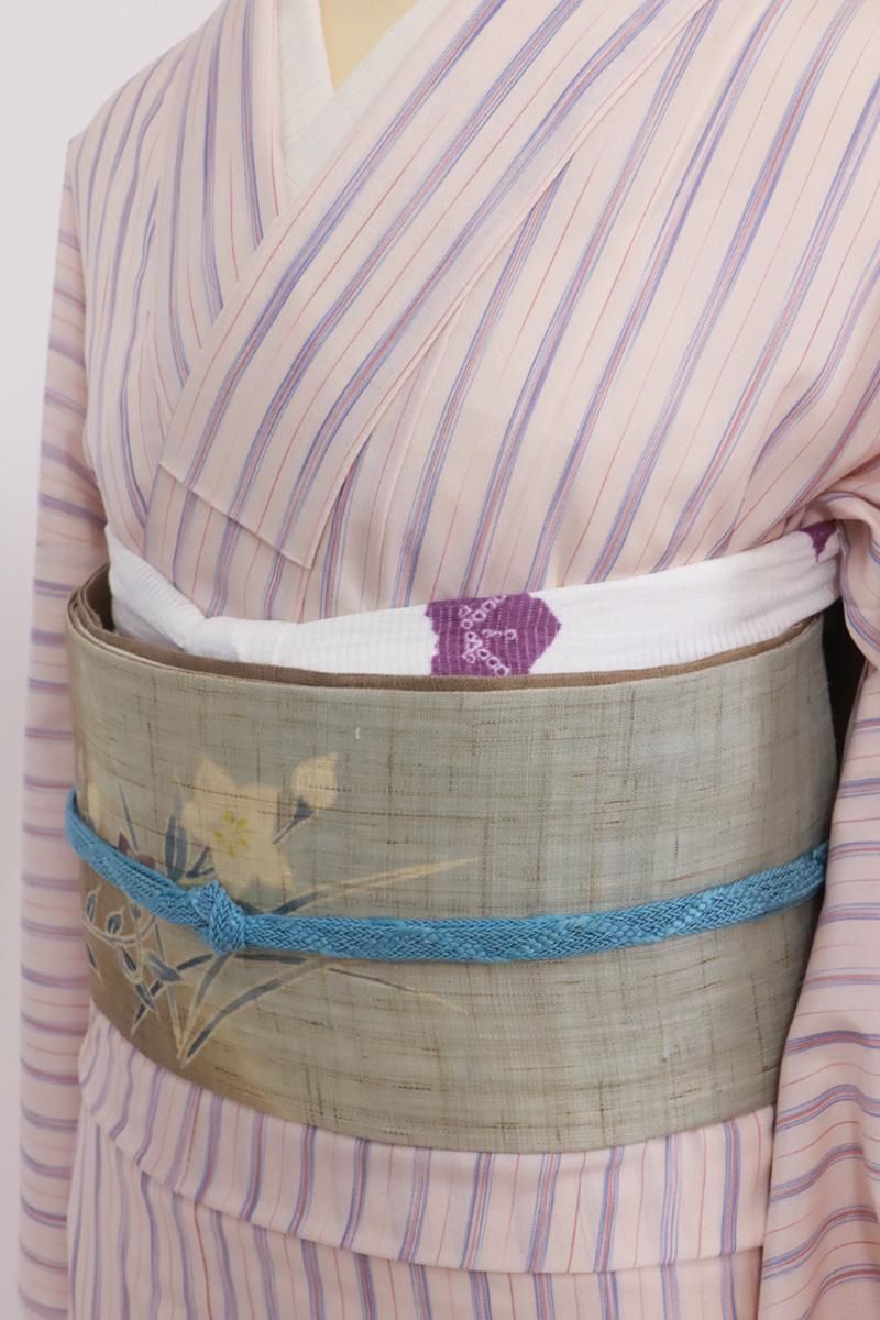 G-3065】衿秀製 近江麻織 帯揚げ 桔梗 白色×紫色 - 銀座きもの G-3065】衿秀製 近江麻織 帯揚げ 桔梗 白色×紫色 - 銀座きもの