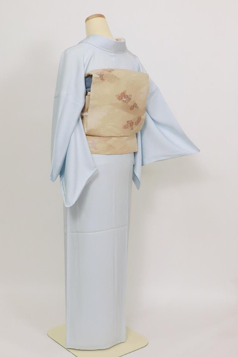 絽無地・一つ紋（乱菊）　身丈156cm 銀座【C-2861】竪絽 色無地 月白色（反端付）（N） :身丈157.5
