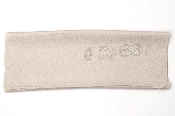 銀座【C-2682-3】色無地 亜麻色 花唐草の地紋(反端付)(N 銀座【C-2682-3】色無地 亜麻色 花唐草の地紋(反端付)(N