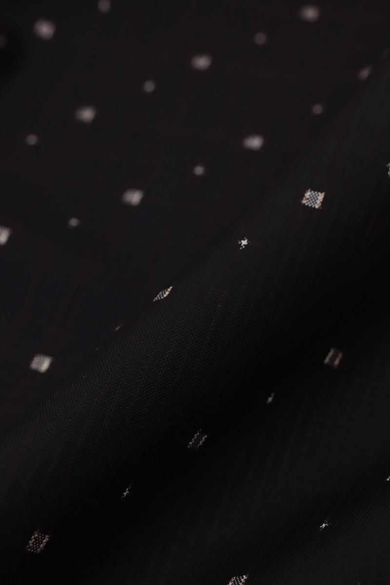 銀座【A-4022】単衣 大島紬 暗黒色 幾何文:身丈154/裄68.5 - 銀座