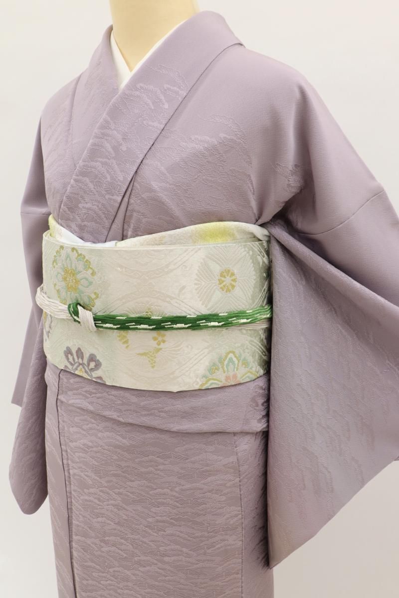 吉野間道 熨斗目 正絹 絵羽紬 訪問着 濃淡ベージュ×生成色 縫い一つ紋 未使用 吉野間道 熨斗目 正絹 絵羽紬 訪問着 濃淡ベージュ×生成色 縫い一つ紋