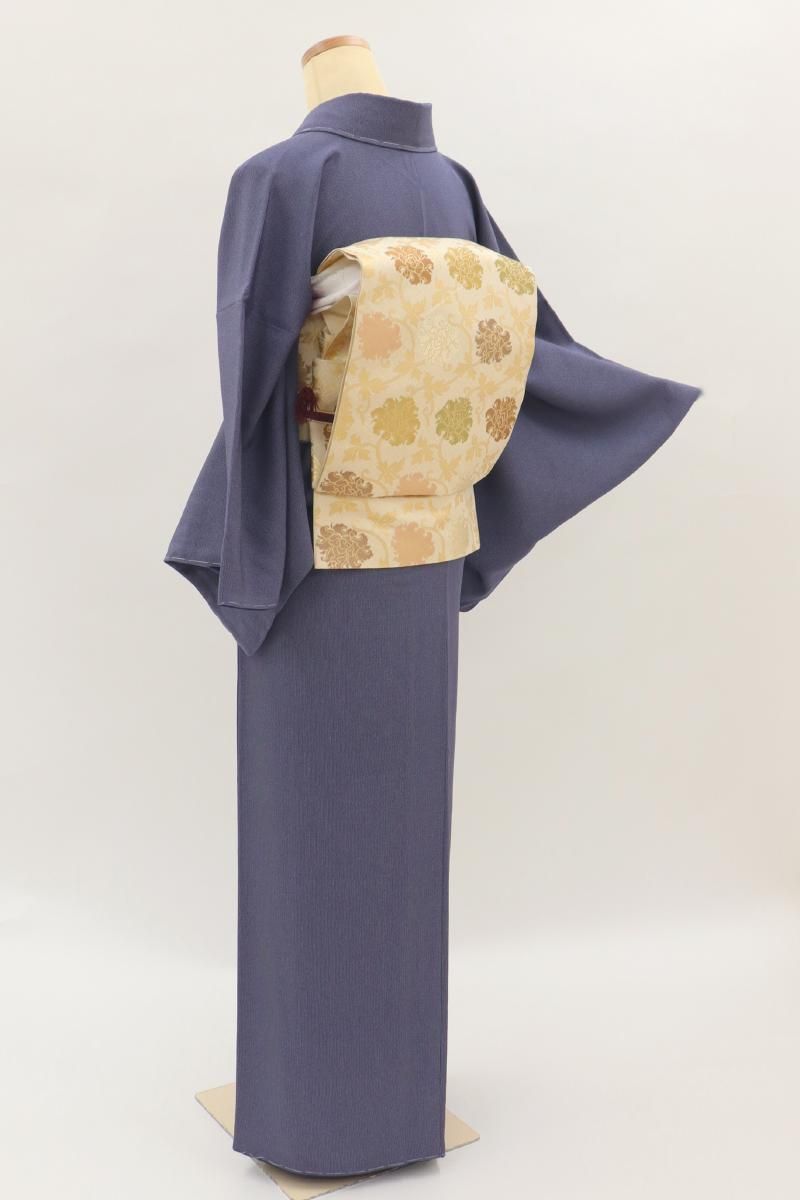 銀座【C-2896】江戸小紋 鉄紺色 行儀（反端付・落款入） :身丈161.5/裄
