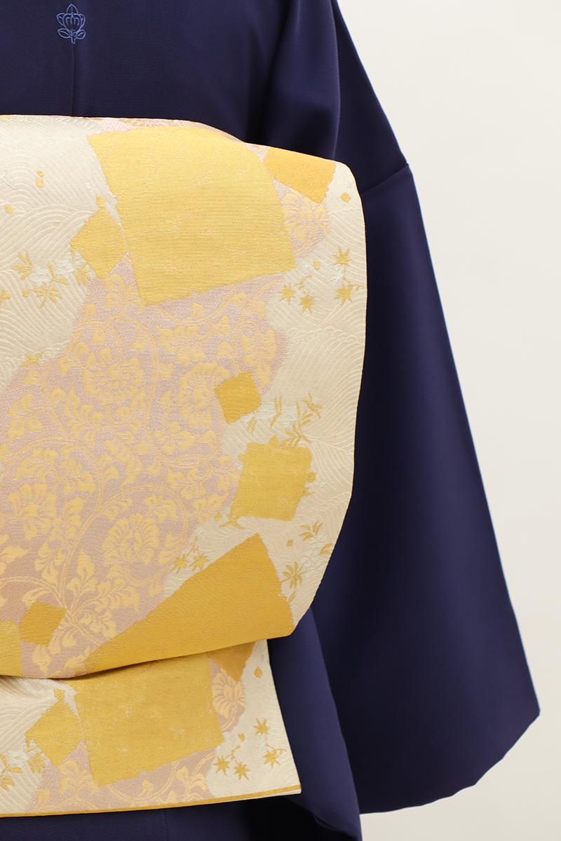 袋帯 箔散らしの袋帯 正絹 着物 和服 和装 銀座【L-7599】袋帯 白色系 道長取りに切り箔散らし - 銀座