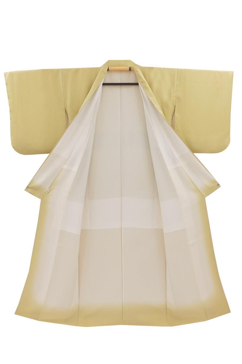 銀座【C-2929】染一ッ紋 色無地 黄色系 小葵の地紋 :身丈154.5/裄66.5